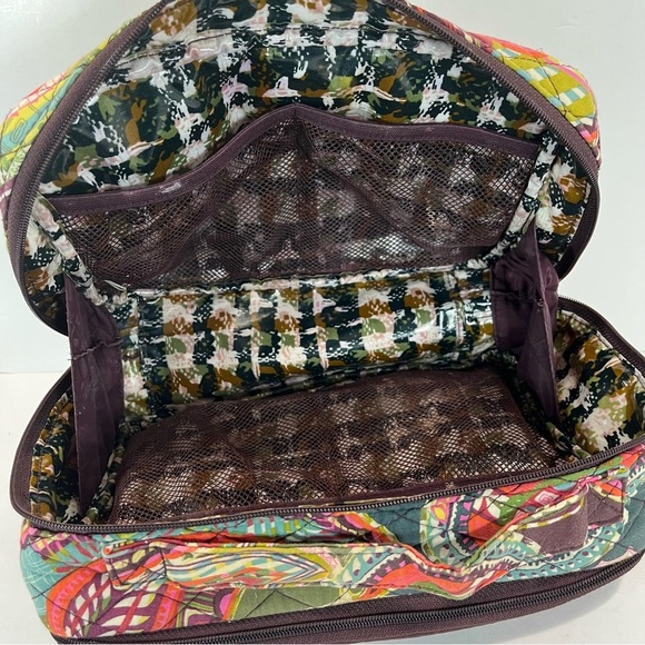 VERA BRADLEY Heirloom Paisley Brown Blue Red Quilted Cosmetic Zipper Bag Lined - Picture 6 of 7